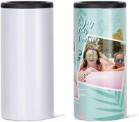 PYD Life 4 Pack 12oz Sublimation Slim Skinny White Stainless Steel Can Cooler,Sublimation Skinny Can Cooler,Sublimation Tumbler,Beer Can Cooler,Beer Holder,Vinly Gifts