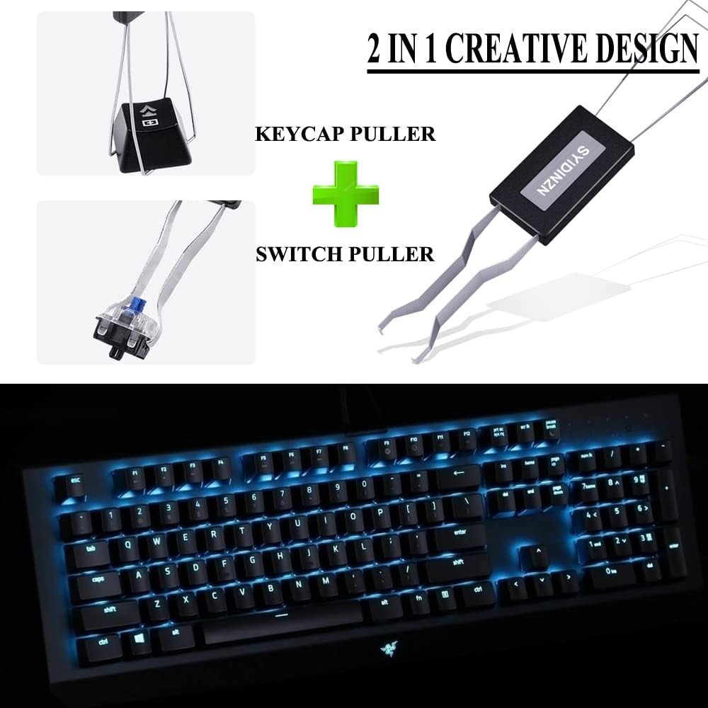 2 IN 1 Cleaning Brush Set - Keyboard & Window Track Cleaner - Keycap Puller - Black, Nylon & PP Bristles