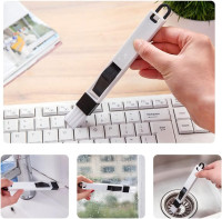 2 IN 1 Cleaning Brush Set - Keyboard & Window Track Cleaner - Keycap Puller - Black, Nylon & PP Bristles