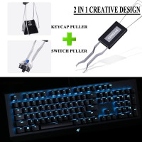 2 IN 1 Cleaning Brush Set - Keyboard & Window Track Cleaner - Keycap Puller - Black, Nylon & PP Bristles