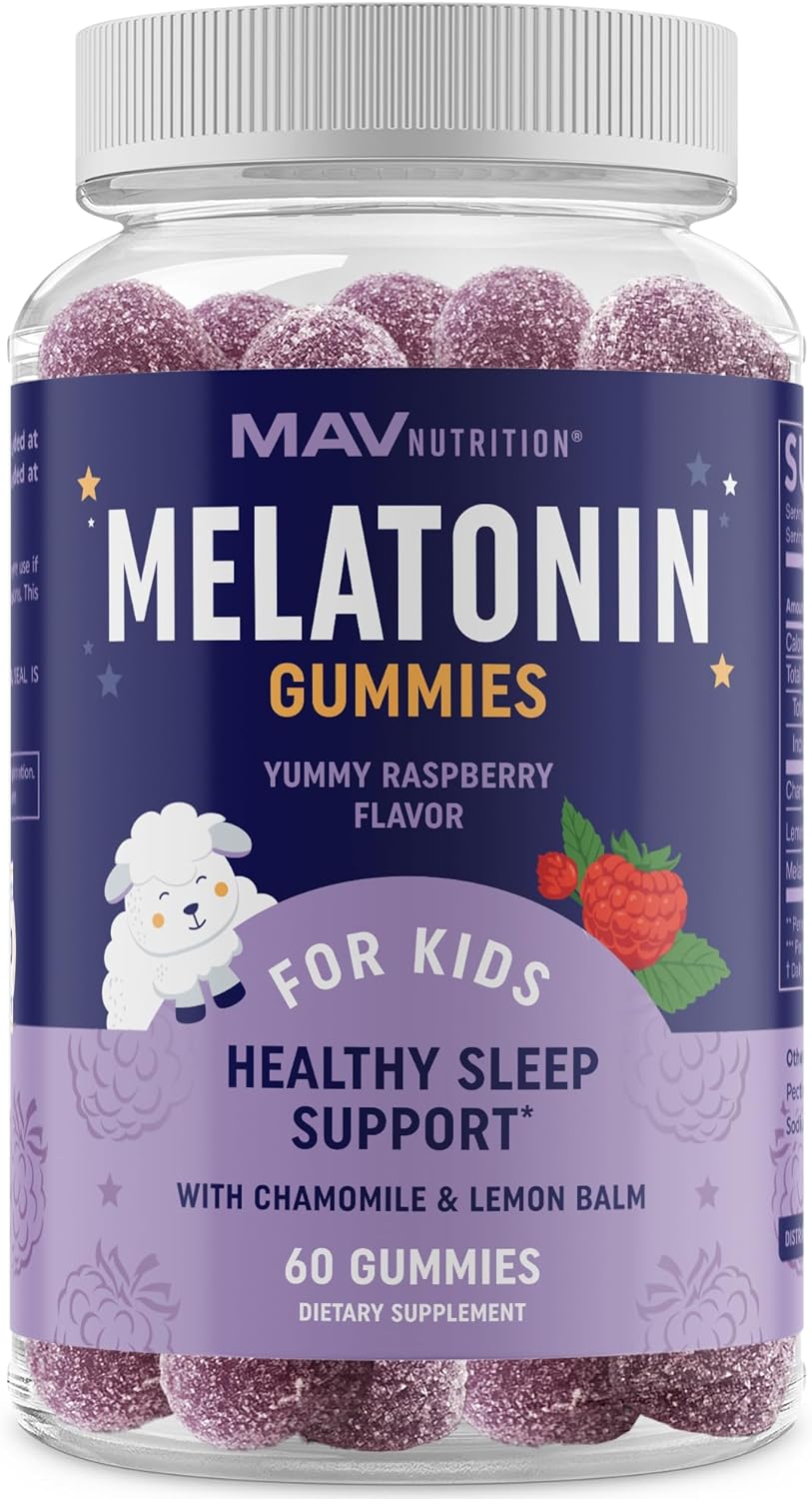 Melatonin Gummies for Kids | 0.5mg Per Gummy | Gentle Rest Support for Children Ages 2+ | Low-Dose Chewable Rest Aid For Kids | with Lemon Balm & Chamomile | Non-GMO, Third-Party Tested 60ct Chamomile Melatonin Gummy