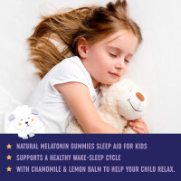 Melatonin Gummies for Kids | 0.5mg Per Gummy | Gentle Rest Support for Children Ages 2+ | Low-Dose Chewable Rest Aid For Kids | with Lemon Balm & Chamomile | Non-GMO, Third-Party Tested 60ct Chamomile Melatonin Gummy