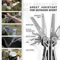 MOSSY OAK Multitool, 21-in-1 Stainless Steel Pocket Knife with Screwdriver Sleeve, Self-locking Pliers with Sheath-Perfect for Outdoor, Survival, Camping, Hiking, Simple Repair 21-in-1 Silver