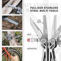 MOSSY OAK Multitool, 21-in-1 Stainless Steel Pocket Knife with Screwdriver Sleeve, Self-locking Pliers with Sheath-Perfect for Outdoor, Survival, Camping, Hiking, Simple Repair 21-in-1 Silver