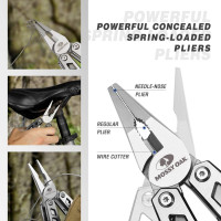 MOSSY OAK Multitool, 21-in-1 Stainless Steel Pocket Knife with Screwdriver Sleeve, Self-locking Pliers with Sheath-Perfect for Outdoor, Survival, Camping, Hiking, Simple Repair 21-in-1 Silver