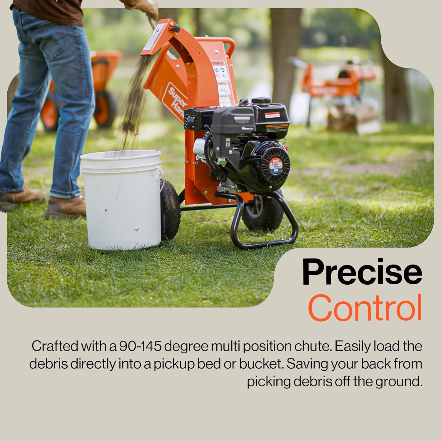 SuperHandy Mini Wood Chipper Shredder Mulcher Heavy Duty 7HP Compact Design 3