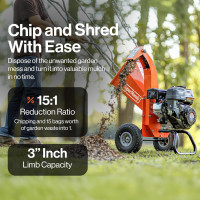 SuperHandy Mini Wood Chipper Shredder Mulcher Heavy Duty 7HP Compact Design 3