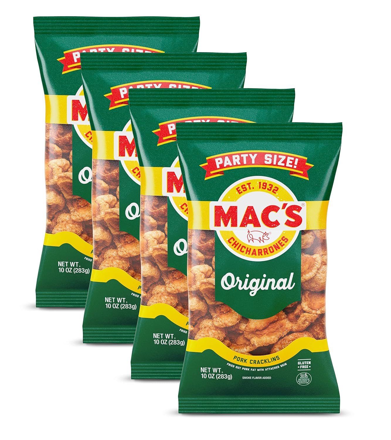 Mac's Original Cracklins Pork Rind (10 Ounce, Pack of 4) 10 Ounce (Pack of 1)