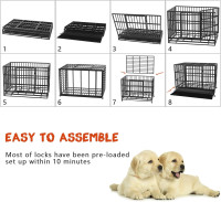 LEMBERI 48/38 inch Heavy Duty Indestructible Dog Crate, Escape Proof Dogs Cage Kennel with Lockable Wheels,High Anxiety Double Door Kennel,Extra Large Crate Indoor for Large Dog with Removable Tray 47.2