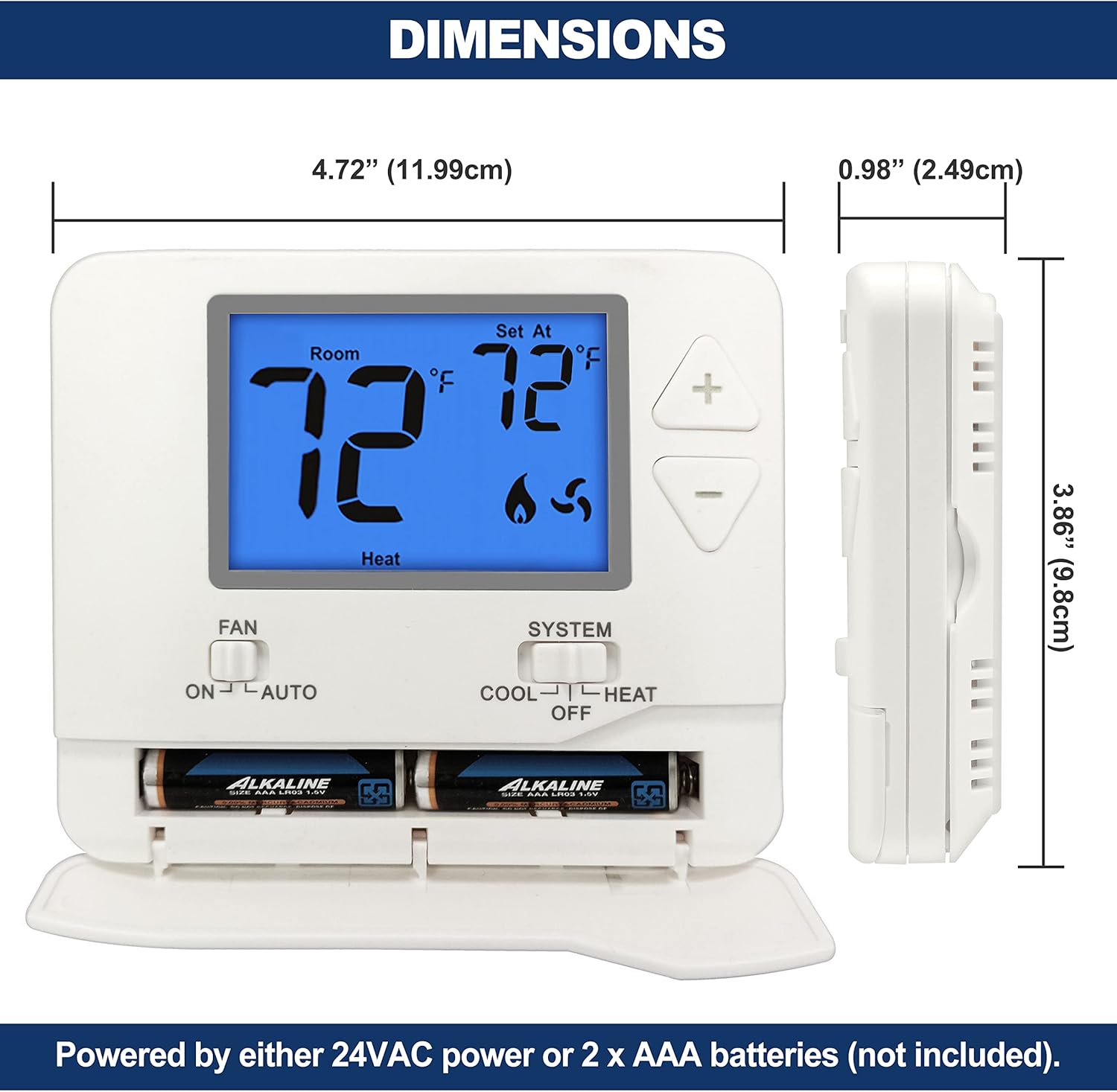 ELECTECK Non-Programmable Digital Thermostat for Home, up to 1 Heat/1 Cool with Large LCD Display, Compatible with Single Stage Electrical and Gas/Oil System, White