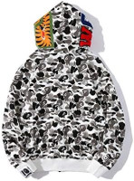 EXXE&OYYO Men's Shark Hoodie,Cotton Material Shark Jaw Jacket Ape Camo ​Full Zip Jacket Up Medium Ink White