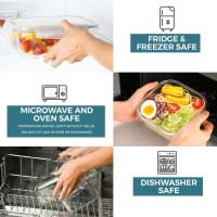 24 Pc Airtight Glass Food Storage Containers - Glass Meal Prep Containers - Freezer to Oven Safe - Steam Release Valve BPA/PVC Free - Airtight Glass Bento Boxes - Leak Proof (12 lids & 12 Containers)