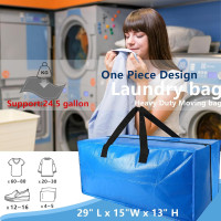 4 Pack Heavy Duty Extra Large Moving Bags Storage Tote - Strong Handles& Backpack Straps - Space Saving Storage Bags Alternative to Moving Boxes and Bins,Compatible with Ikea Frakta Cart, Blue Blue 4 Pack