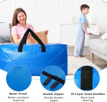 4 Pack Heavy Duty Extra Large Moving Bags Storage Tote - Strong Handles& Backpack Straps - Space Saving Storage Bags Alternative to Moving Boxes and Bins,Compatible with Ikea Frakta Cart, Blue Blue 4 Pack
