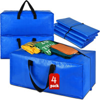 4 Pack Heavy Duty Extra Large Moving Bags Storage Tote - Strong Handles& Backpack Straps - Space Saving Storage Bags Alternative to Moving Boxes and Bins,Compatible with Ikea Frakta Cart, Blue Blue 4 Pack