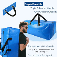 4 Pack Heavy Duty Extra Large Moving Bags Storage Tote - Strong Handles& Backpack Straps - Space Saving Storage Bags Alternative to Moving Boxes and Bins,Compatible with Ikea Frakta Cart, Blue Blue 4 Pack
