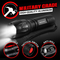 LED Flashlight High Lumens, Mini Tactical LED Flashlight 2 Pack, 5 Modes Zoomable Beam, Battery Powered (Batteries Not Included) for Camping, Hunting, Home & Emergency, Compact Small LED Flashlight 2 Pack, (Batteries Not Included)