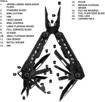 Gerber Gear Truss 17-in-1 EDC Needle Nose Pliers Multi tool - includes Pocket Knife, Screwdriver, and Bottle Opener Accessories - Gifts for Men, Fishing and Camping Gear - Black with Molle Sheath Black Molle Sheath
