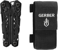 Gerber Gear Truss 17-in-1 EDC Needle Nose Pliers Multi tool - includes Pocket Knife, Screwdriver, and Bottle Opener Accessories - Gifts for Men, Fishing and Camping Gear - Black with Molle Sheath Black Molle Sheath