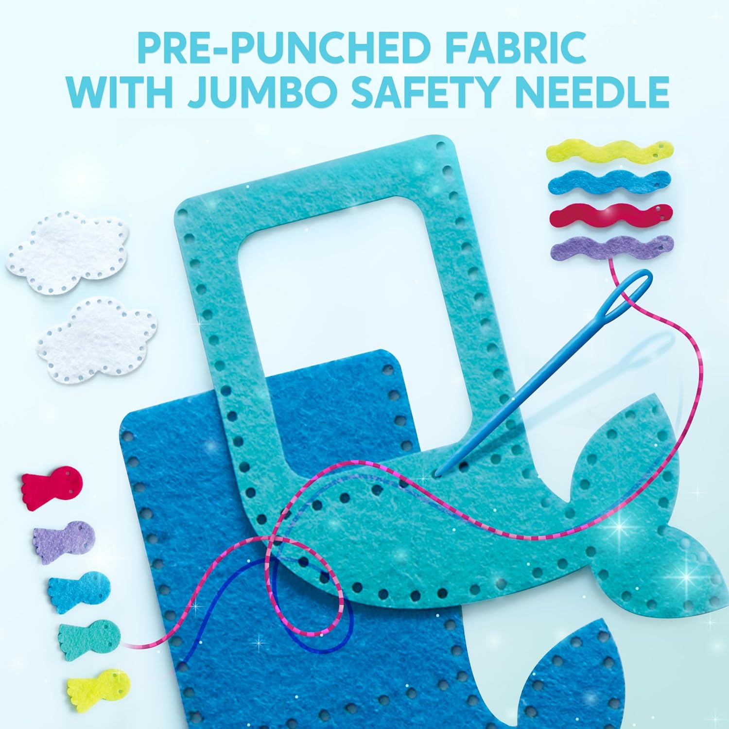 Klever Kits 7 Sewing Projects- My First Kids Sewing Kit- Easy DIY Arts and Crafts for Girls, Craft Kits, Birthday Gifts for Kids Aged 6+, Unicorn and Mermaid Pillow