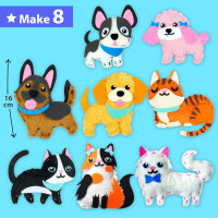 KRAFUN Easy Sewing Kit for Beginner Kids Arts & Crafts, 8 Easy DIY Projects of Stuffed Animal Dolls of Puppies & Kittens, Dogs and Cats, Instructions & Felt, Gift for Girls, Boys, Learn to Sew Puppy & Kitten