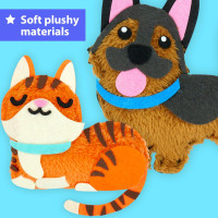 KRAFUN Easy Sewing Kit for Beginner Kids Arts & Crafts, 8 Easy DIY Projects of Stuffed Animal Dolls of Puppies & Kittens, Dogs and Cats, Instructions & Felt, Gift for Girls, Boys, Learn to Sew Puppy & Kitten