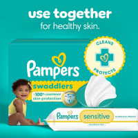 Pampers Baby Wipes Sensitive, Water Based Baby Wipes, Hypoallergenic and Unscented Baby Wipes, 56 Wipes Total (1 Flip-Top Packs) 56 Count (Pack of 1)
