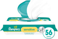 Pampers Baby Wipes Sensitive, Water Based Baby Wipes, Hypoallergenic and Unscented Baby Wipes, 56 Wipes Total (1 Flip-Top Packs) 56 Count (Pack of 1)