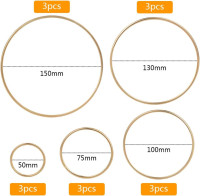 Nydotd 125Pcs Dream Catcher Making Kit, 15 Pcs Metal Rings Hoops Macrame Ring in 5 Size Gold, 100pcs 6 Styled Feathers, 10 Pcs 3 mm Faux Suede Cord for Dream Catcher Crafts Birthday Party