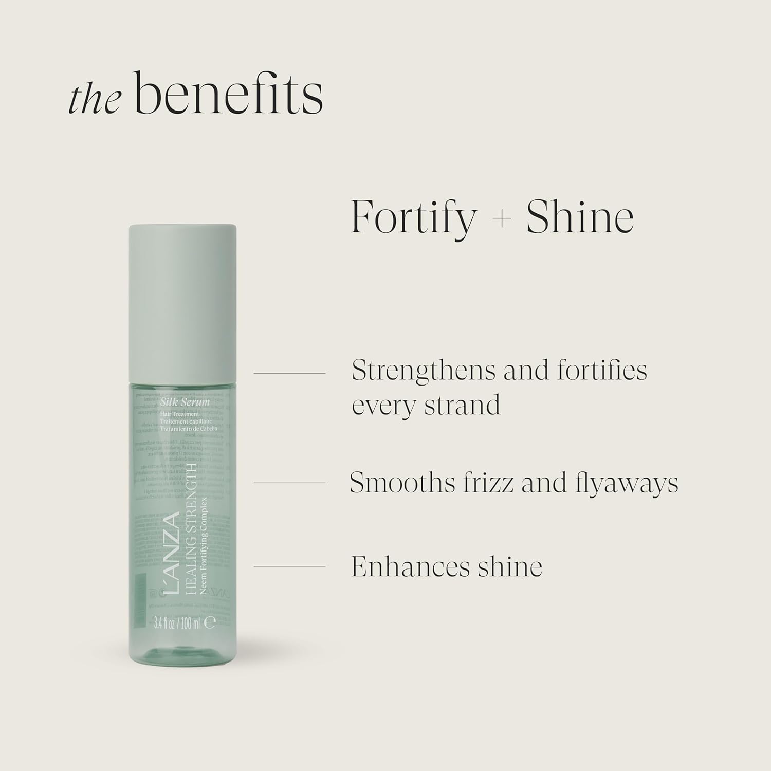 L'ANZA Healing Strength Silk Serum Strengthening Hair Treatment, Repairs Damage, UV & Heat Protection, Smooths Split Ends, Adds Glossy Shine, Anti Humidity & Frizz, Color Safe Sulfate Free (3.4 Fl Oz) 3.4 Fl Oz (Pack of 1)