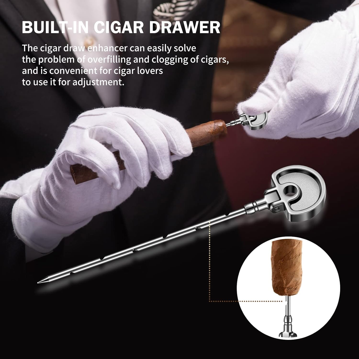 Cigar Lighter, Cigar Punch, Cigar Draw Enhancer, Cigar Holder,All-in-one Refillable Butane Torch Lighter. Cigar Accessories(Gas Not Included)