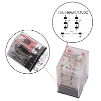 TWTADE AC 110V/120V Relay 10A Electromagnetic Power Coil Relay 8 Pins DPDT 2NO+2NC with Indicator Light and Socket Base -YJ2N-LY AC 110V 8 PIN-10A