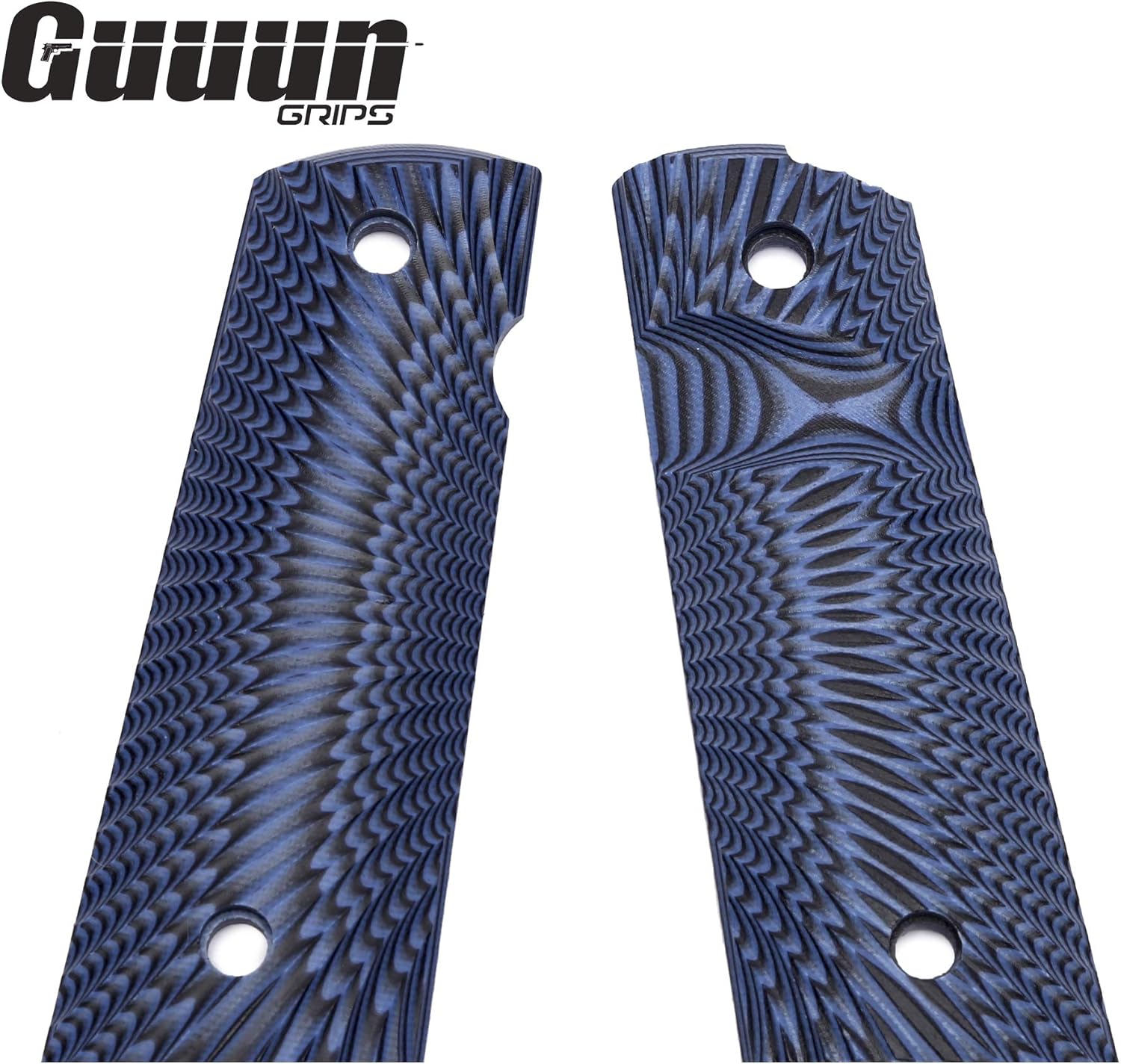 Guuun G10 Grips for Full Size 1911 Magwell Grip Ambi Safety Cut Sunburst texture Blue/Black