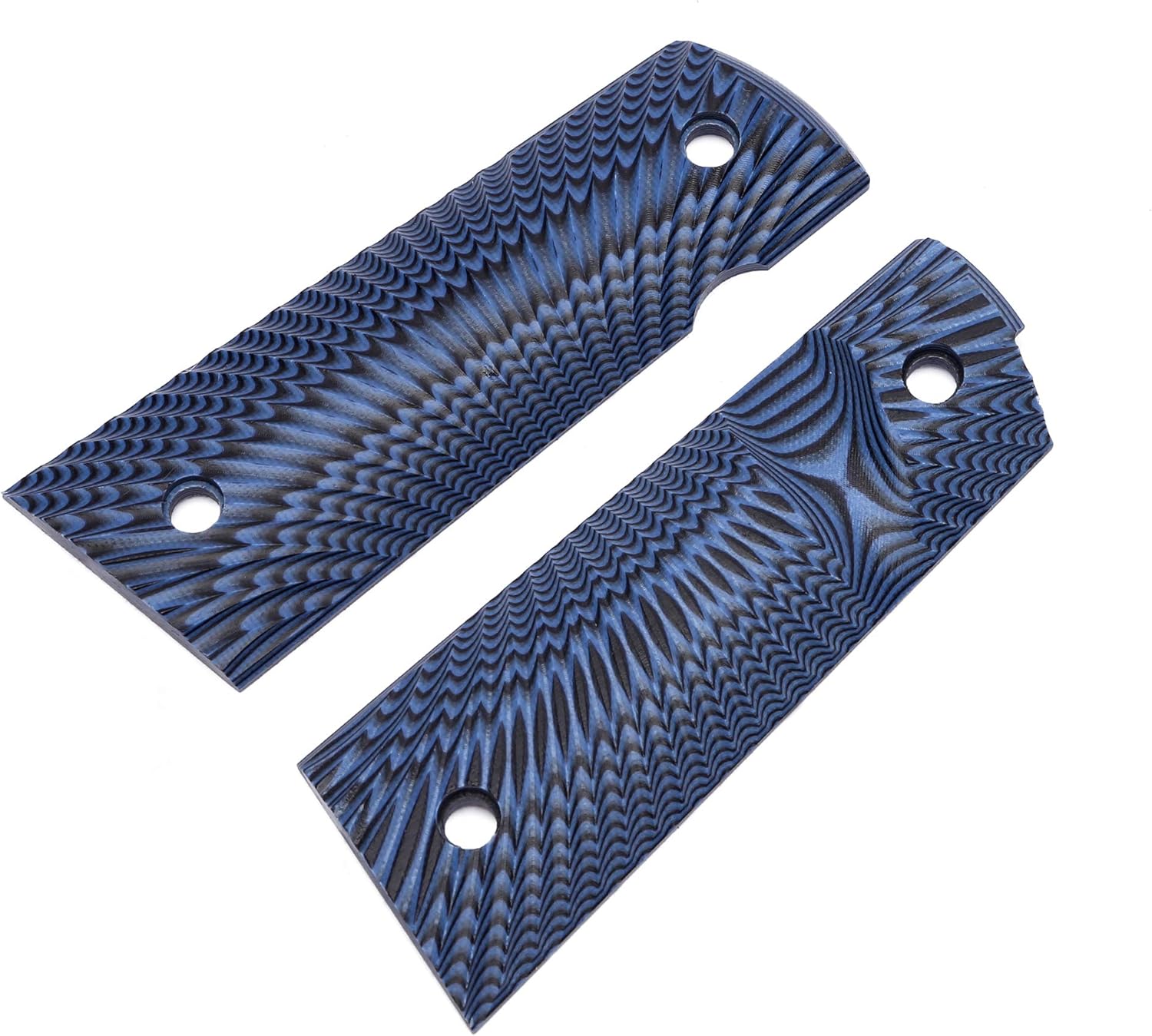 Guuun G10 Grips for Full Size 1911 Magwell Grip Ambi Safety Cut Sunburst texture Blue/Black