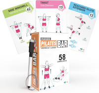 Pilates Bar Workout Cards - 58 Exercise Cards with Pilates Stick Work Out Postures, Instructions & Breathing Tips | Free Ring & Dry-Erase Marker to Create Your Customize Workout Planner chart Pilates Bar Cards-Volume 1