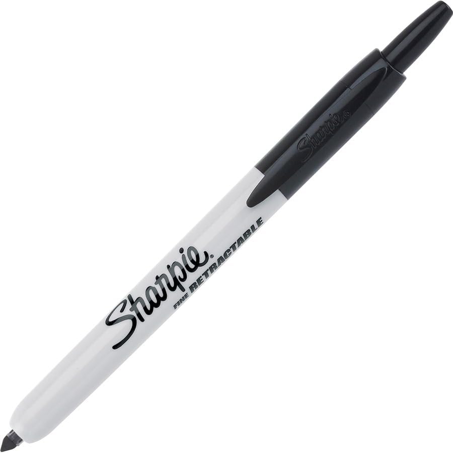Sharpie Retractable Permanent Markers Fine Tip Marker Set Office Supplies Teacher Supplies Black 12 Count 12 Count Black