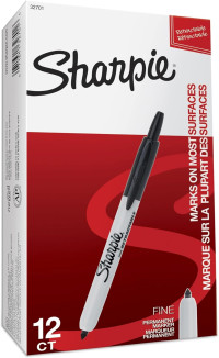 Sharpie Retractable Permanent Markers Fine Tip Marker Set Office Supplies Teacher Supplies Black 12 Count 12 Count Black