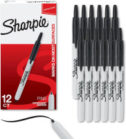 Sharpie Retractable Permanent Markers Fine Tip Marker Set Office Supplies Teacher Supplies Black 12 Count 12 Count Black