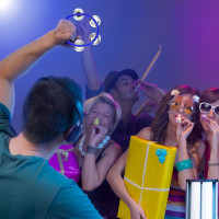 Boao 21 Pcs Tambourine Musical Instrument for Adults Plastic Percussion Tambourine 4 Bells ABS Musical Rhythm Instrument Hand Held Percussion Drum for Party Performance(Mixed Color)