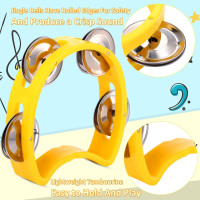 Boao 21 Pcs Tambourine Musical Instrument for Adults Plastic Percussion Tambourine 4 Bells ABS Musical Rhythm Instrument Hand Held Percussion Drum for Party Performance(Mixed Color)