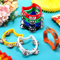 Boao 21 Pcs Tambourine Musical Instrument for Adults Plastic Percussion Tambourine 4 Bells ABS Musical Rhythm Instrument Hand Held Percussion Drum for Party Performance(Mixed Color)