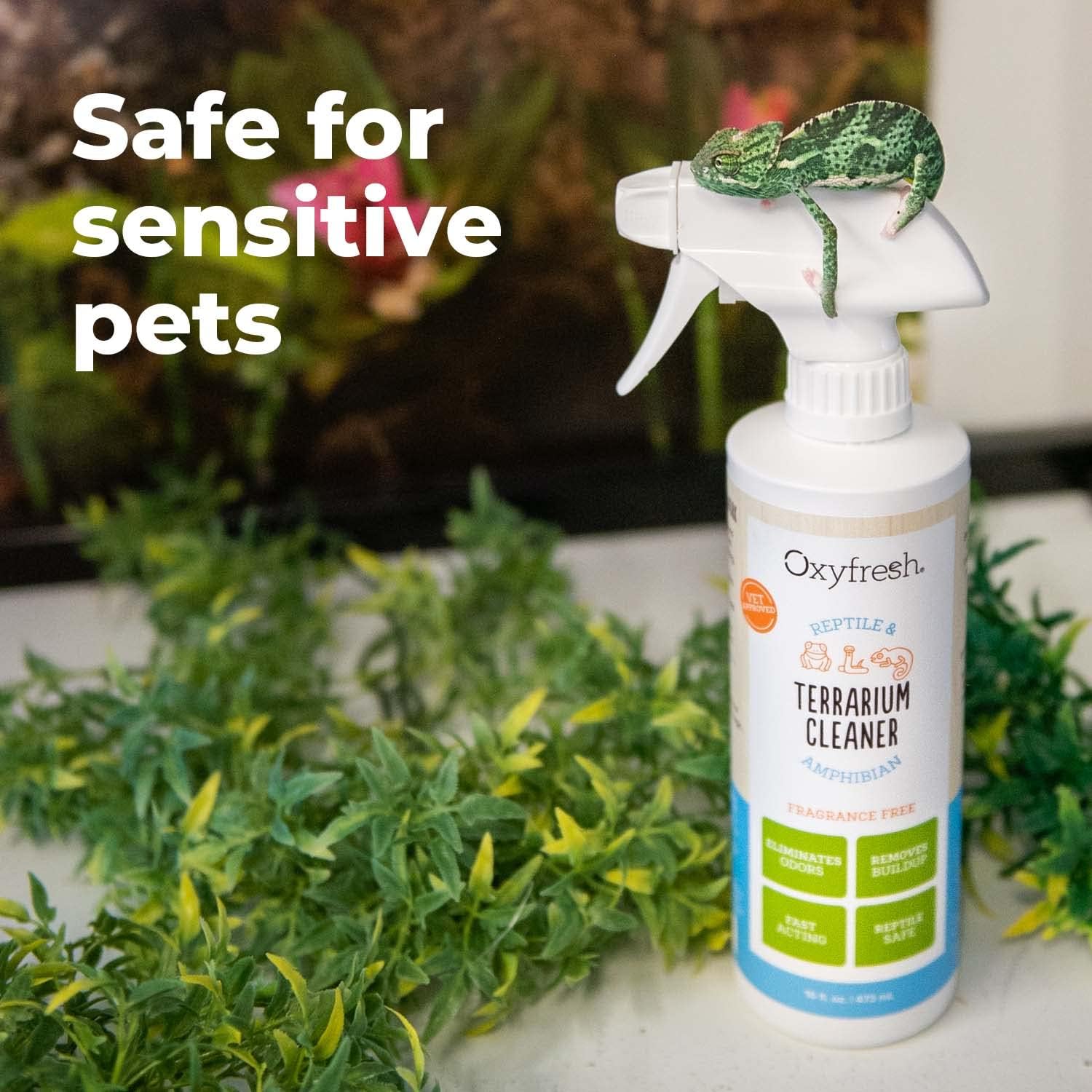 Oxyfresh Premium Terrarium Cleaner – Professional Amphibian and Reptile Terrarium Smell Eliminator – Safe & Quickly Removes Waste & Odors – Streak Free Glass – Bleach Free
