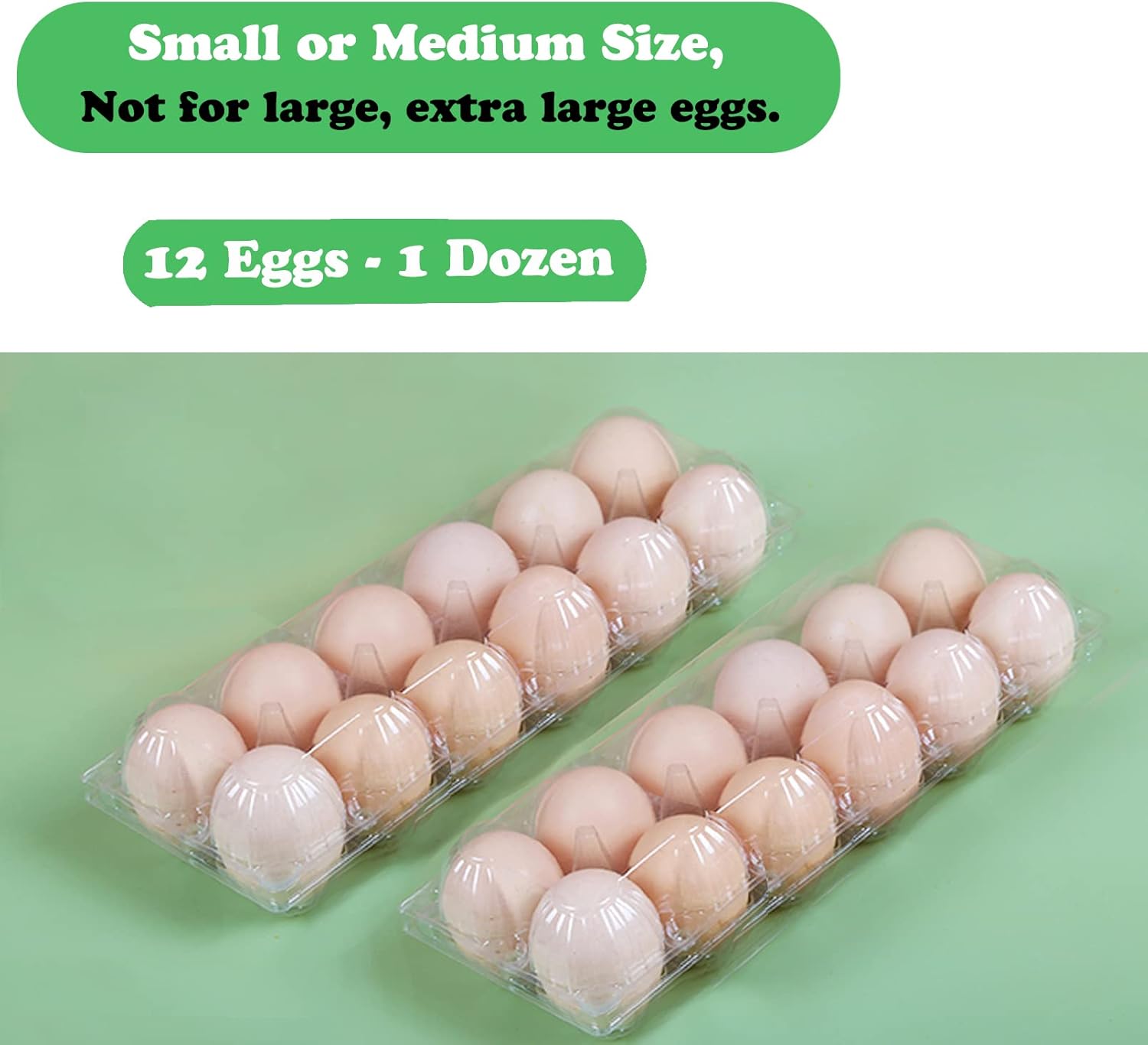 40 Pack Clear Plastic Egg Cartons Bulk Holds Up to 12 Eggs - 1 Dozen, Reusable Egg Carton for Family Pasture Chicken Farm, Refrigerator Storage