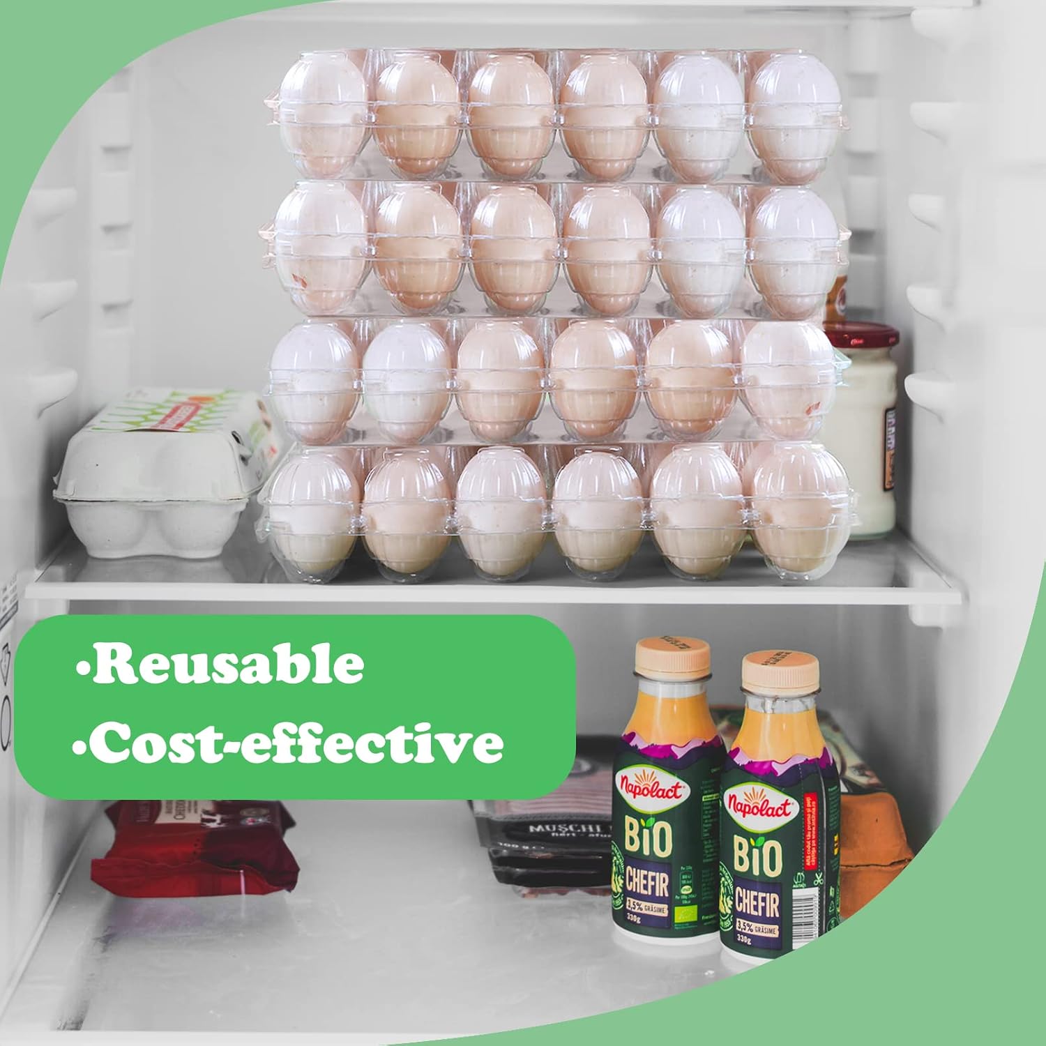 40 Pack Clear Plastic Egg Cartons Bulk Holds Up to 12 Eggs - 1 Dozen, Reusable Egg Carton for Family Pasture Chicken Farm, Refrigerator Storage