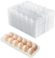 40 Pack Clear Plastic Egg Cartons Bulk Holds Up to 12 Eggs - 1 Dozen, Reusable Egg Carton for Family Pasture Chicken Farm, Refrigerator Storage White 2*6