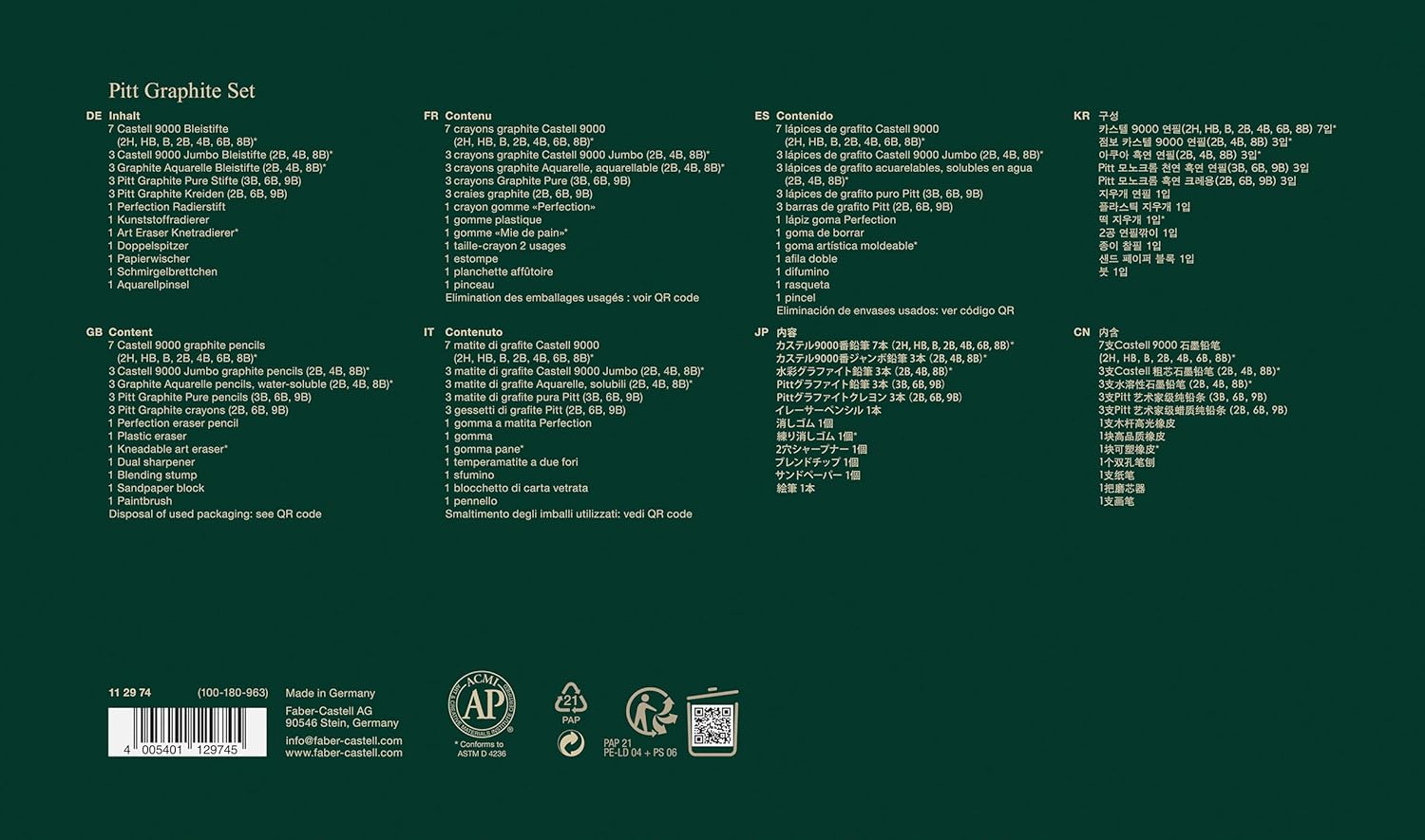 Faber-Castell 26 Piece Pitt Graphite Tin Set