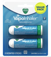 Vicks VapoInhaler, On-the-Go Portable Nasal Inhaler, Non-Medicated, With Refreshing Vicks Vapors, Menthol Scent , 2 Scented Sticks Menthol 2 Count (Pack of 1)