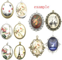 Youdiyla 10 Pendant Trays, 30x40mm, Blank Oval Cabochons Base Setting Bezel Frame Metal Cameo for Photo Pendant Jewelry Making (Antique Bronze-HM277) Antique Bronze-30x40mm Bezel-10pcs