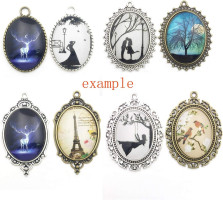 Youdiyla 10 Pendant Trays, 30x40mm, Blank Oval Cabochons Base Setting Bezel Frame Metal Cameo for Photo Pendant Jewelry Making (Antique Bronze-HM277) Antique Bronze-30x40mm Bezel-10pcs