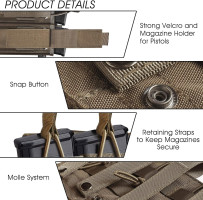 Tactical Molle Mag Pouch, Open-Top Molle Double/Triple Stacker 5.56 7.62 Magazine Pouches Holder Carrier for Rifle M4 M14 G36 HK416 AR-15 and Glock 17 19 M1911 9MM Magazines Holster 3 Rifles+3 Pistols-Coyote Brown